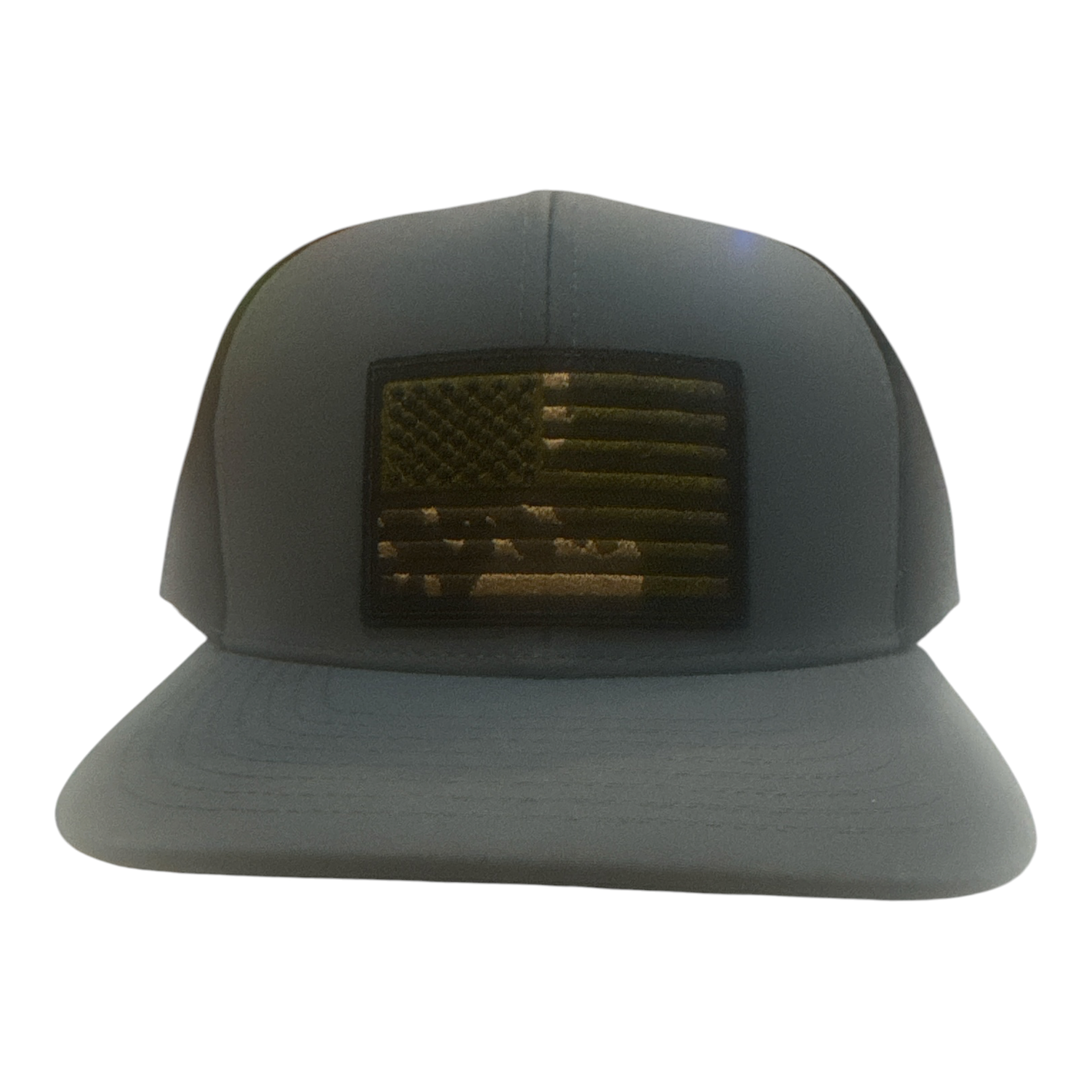Durra-Bull Five Panel Hat – Dark Gray | Camo American Flag Patch