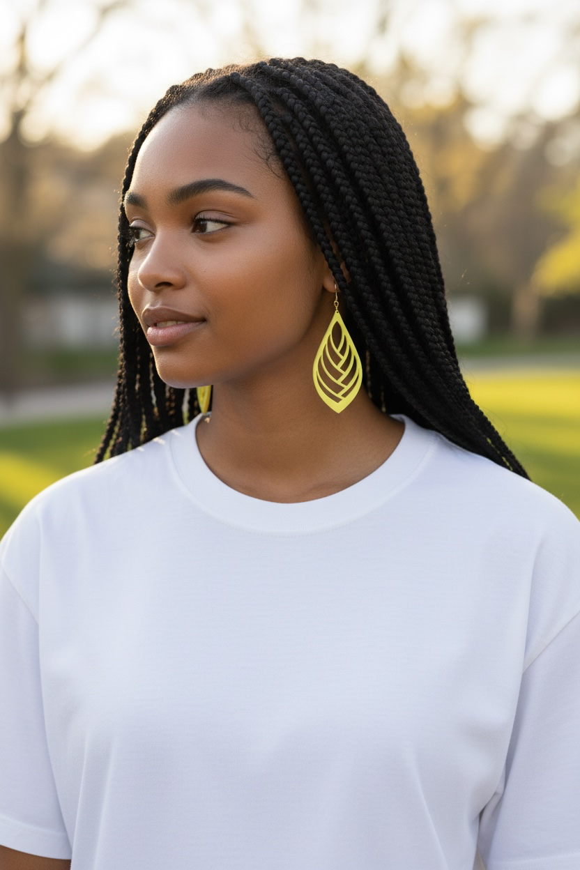 Yellow Leaf Dangle Earrings