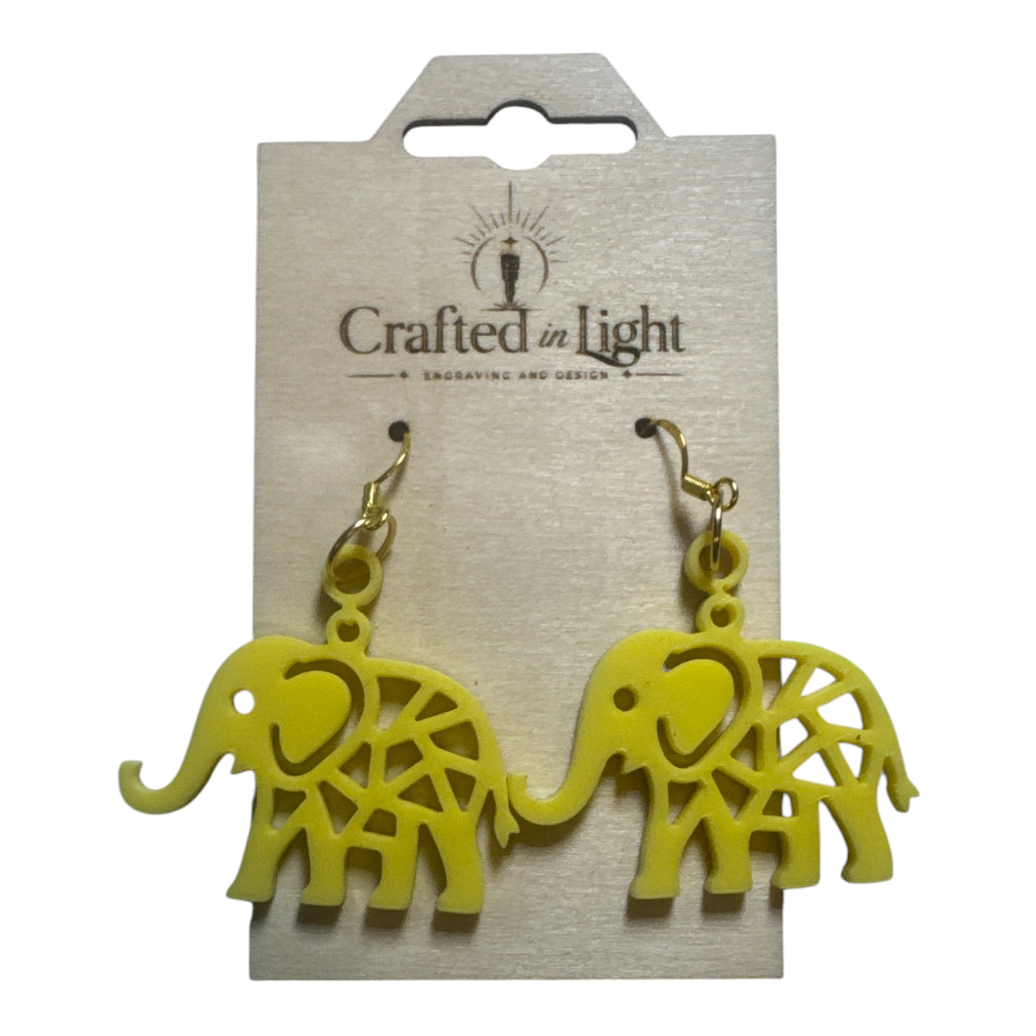 Yellow Elephant Dangle Earrings