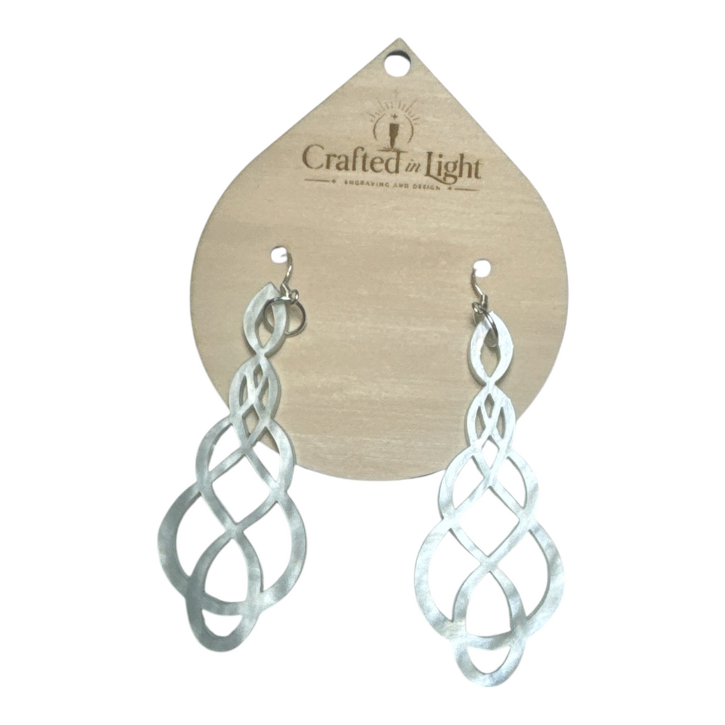 White Twisted Spiral Dangle Earrings