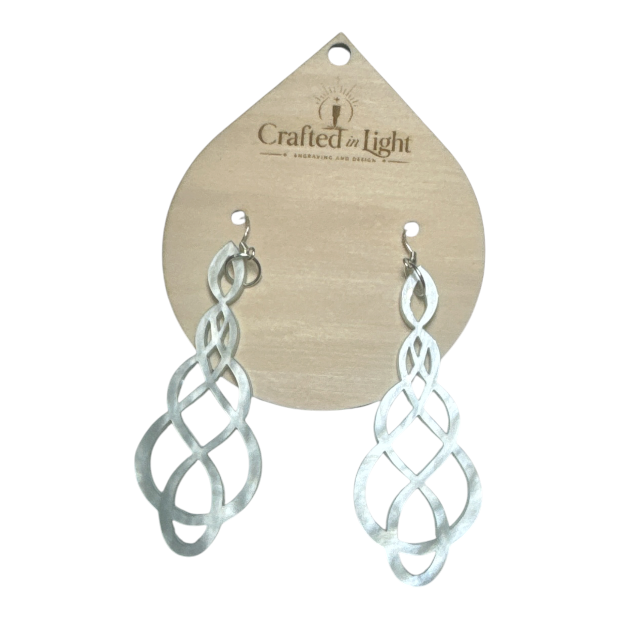 White Twisted Spiral Dangle Earrings