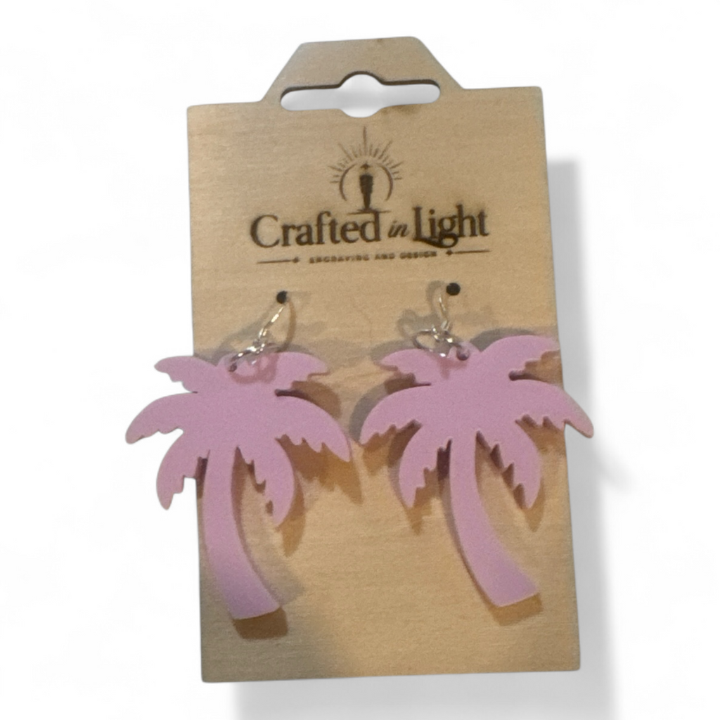 Pink Palm Tree Dangle Earrings