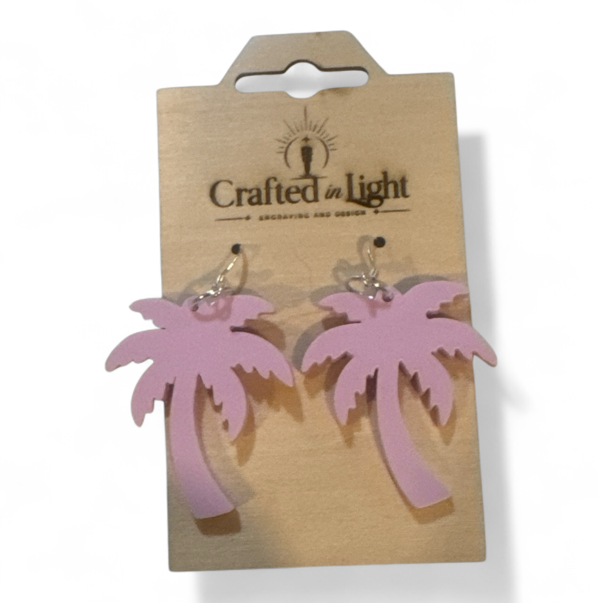Pink Palm Tree Dangle Earrings